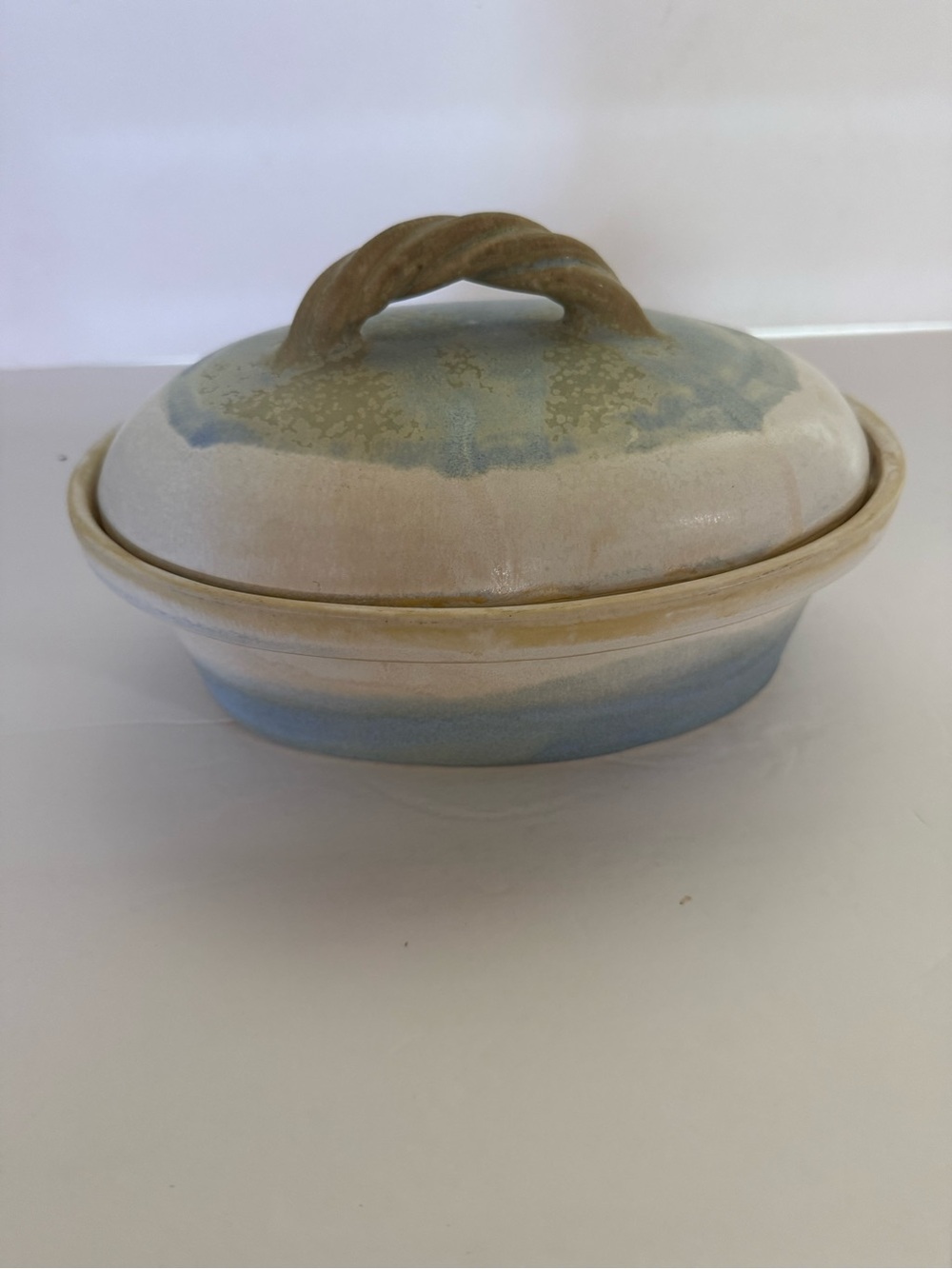 Studio Artisan Pottery Glaze Ceramic Cover And  Dish Signed